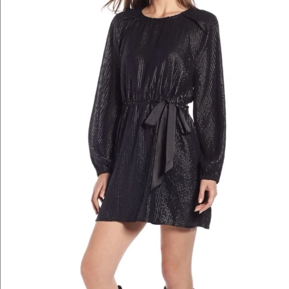 Something Navy Sequin Black Mini Dress - Picture 1 of 16